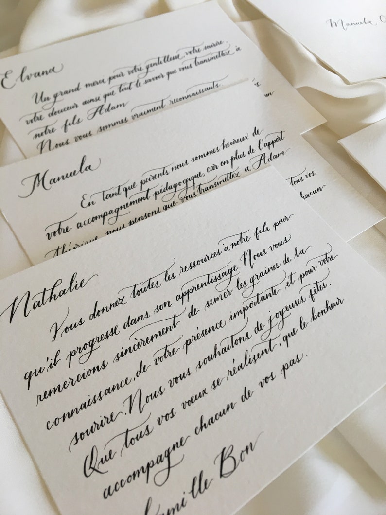 Carte personnalisée, Carte de remerciement avec calligraphie manuscrite , Carte de Merci pour elle , Cadeau mariage , Carte de vœux mariage image 9