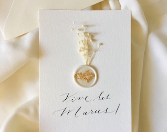 Carte de vœux , Carte de remerciement avec calligraphie manuscrite , Carte de Merci pour elle , Cadeau mariage , Carte de vœux mariage