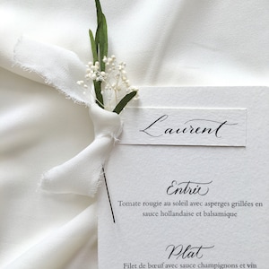 Menu bohème porte nom fleurie pour mariage ou baptême, Menu marque place ensemble