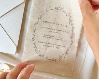 Faire-part en tissu - Amour de coton- faire-part bohème minimaliste en tissu fine art für mariage ou baptême. Faire-part sur tissu Baumwolle