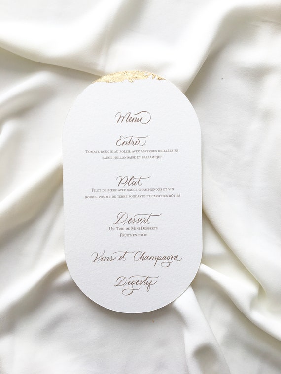 Menu bohème double arc chic pour mariage ou baptême