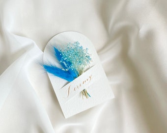 Marque place fleuri avec calligraphie fait main , Mariage blues du printemps