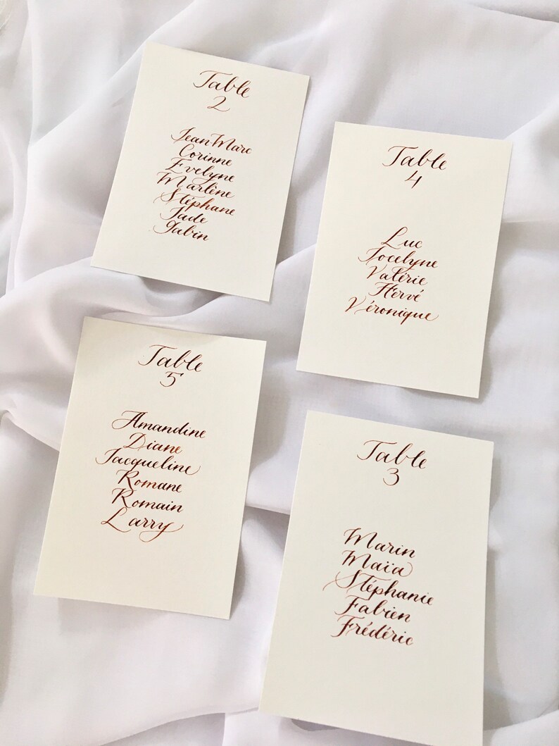 Plan de table de mariage- Calligraphie fait main 15x10cm image 7