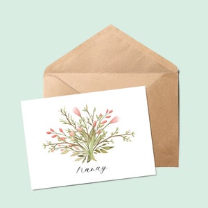 Des fleurs pour Nanay, grand-mère | Calligraphie moderne aquarelle imprimable anniversaire, fête des mères, carte de voeux