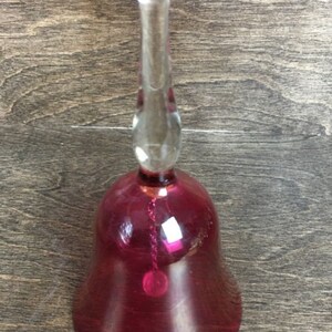 VTG Fine Cranberry Red Crystal Bell With Hand Etched Flower image 3