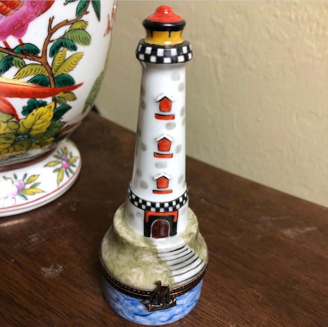 VTG Limoges Hand Painted Porcelain Lighthouse Trinket Box 5 Etsy