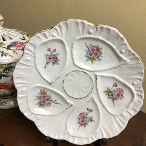 Vintage Haviland & Co Pink Floral Oyster Plate #1
