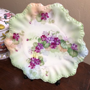Vintage Lantanier Limoges Floral Plate - Scalloped
