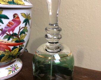 VTG HungarianHand Etched/Gold Trim Green Bell