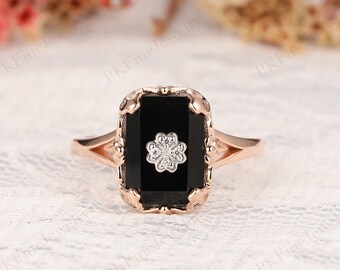 Onyx Diamond Ring Etsy