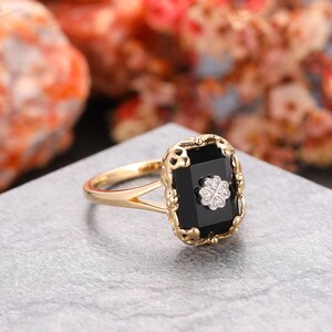 Unique Design Wedding Ring Art Deco Onyx Engagement Ring - Etsy