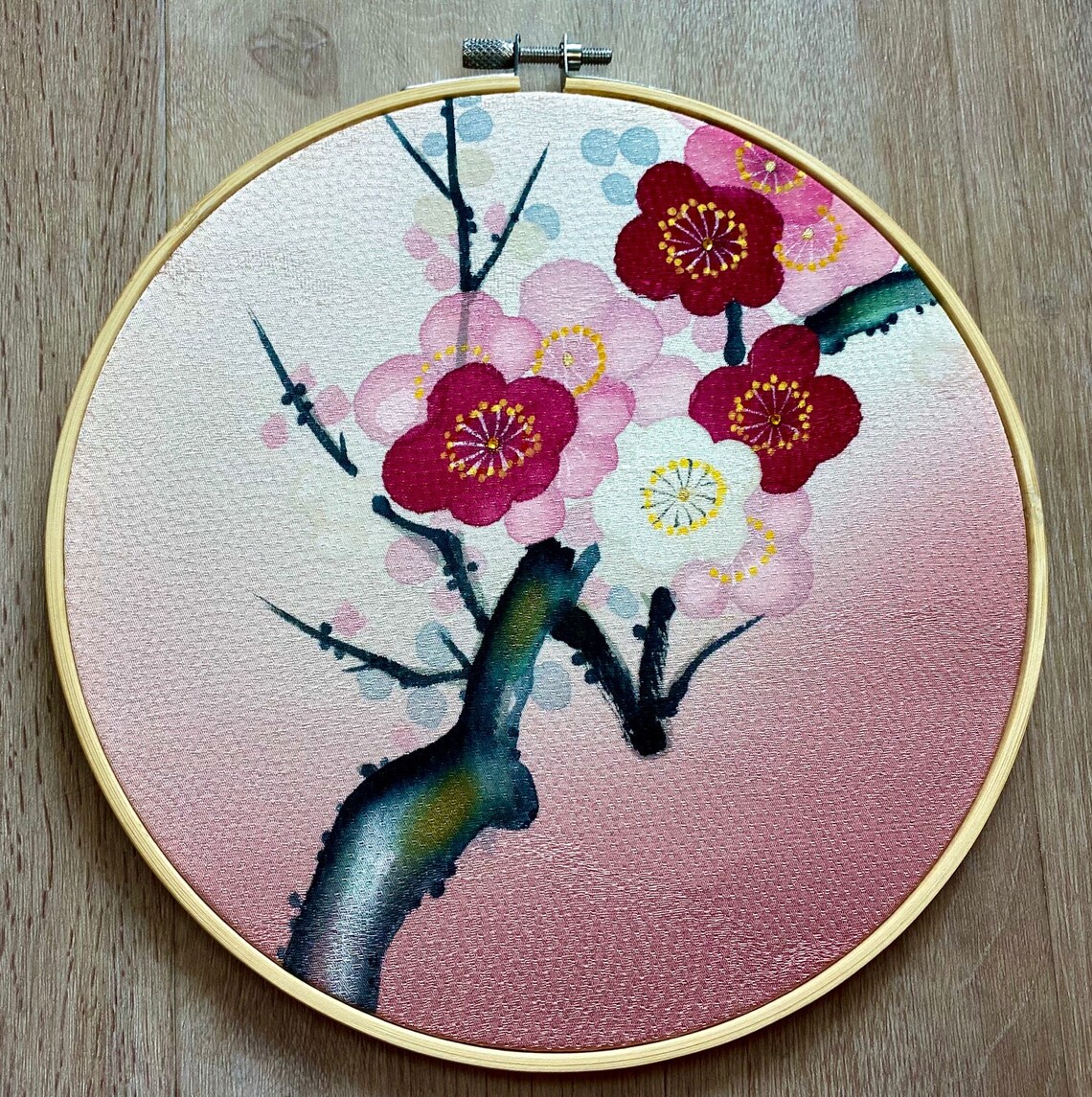 Plum Blossom Japanese Wall Art Ume Plum Branch Silk Etsy
