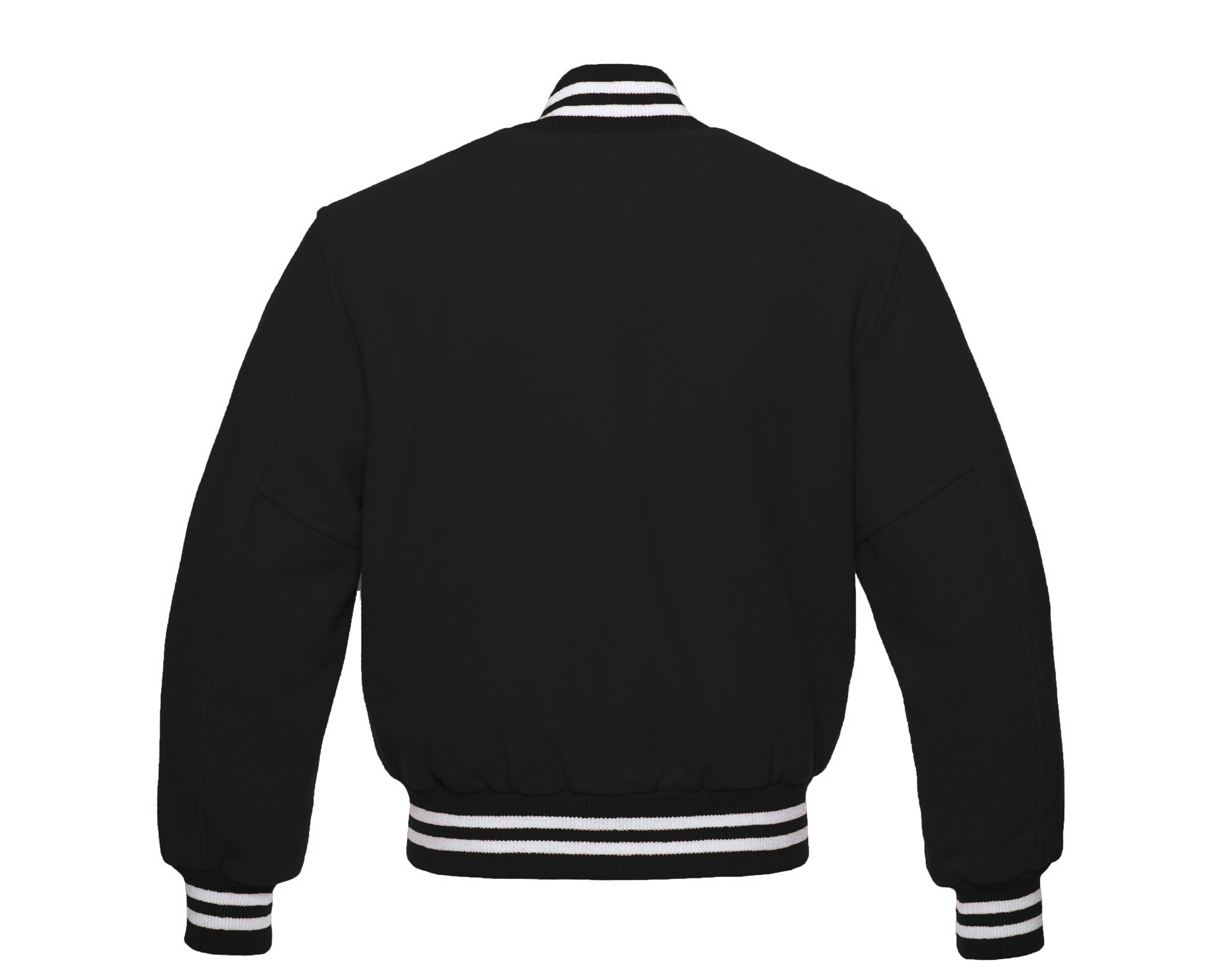 All Black Wool With White Stripes Varsity Jacket Letterman Baseball Bomber Style Etsy