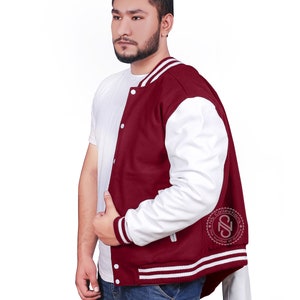 thumbnail image 2 of Varsity Bomber Letterman Jacket - Wool Body With Genuine Cowhide Leather Sleeves By TOPNOTCH 2 of 4
