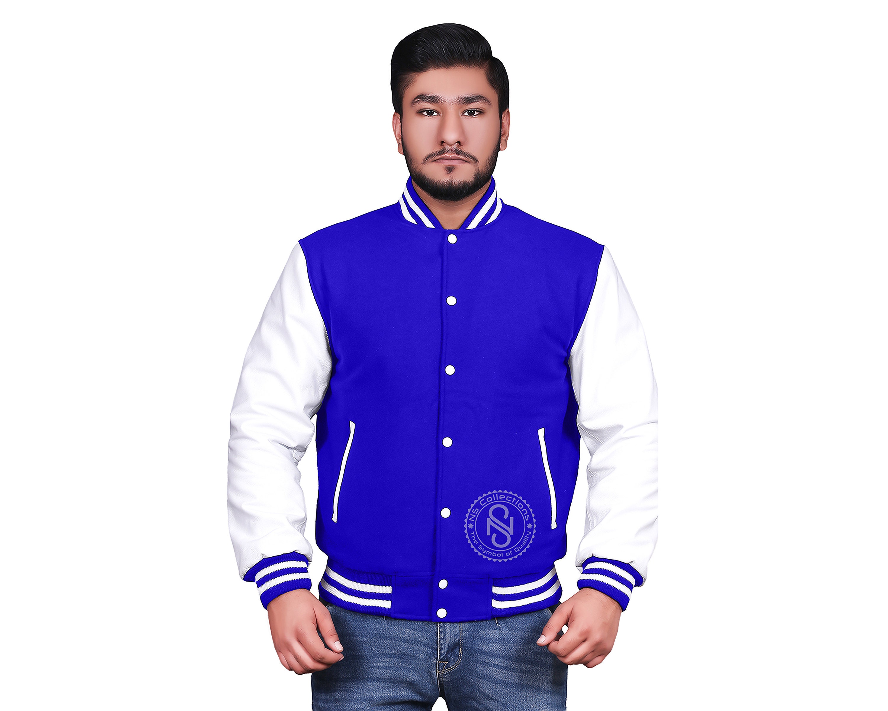 Bright Royal Blue and White Varsity Letterman Jacket (Sale)