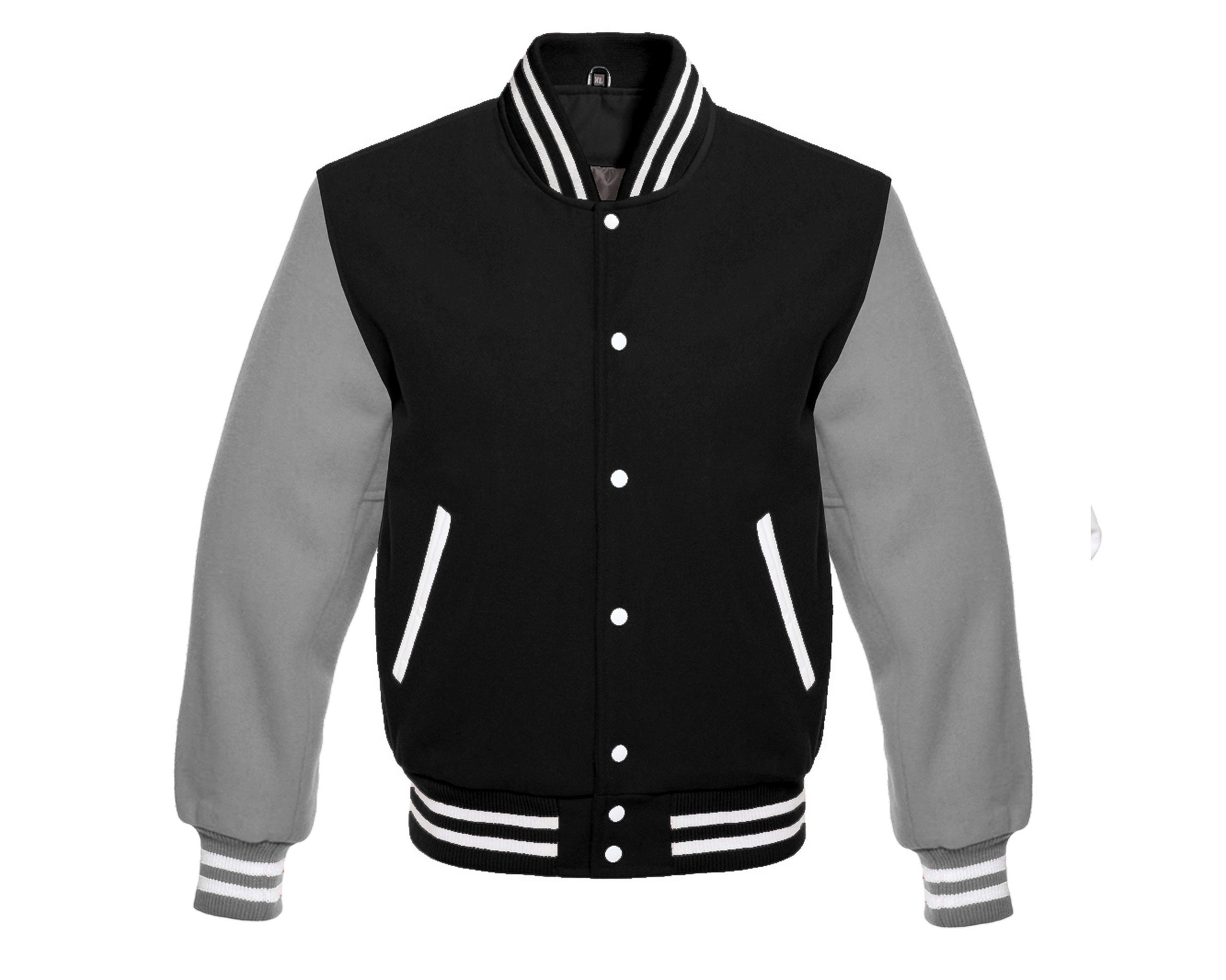 All Wool Varsity Jacket Letterman Baseball Bomber Style Black Etsy