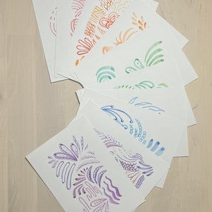 Cartões postais em aquarela pintados à mão