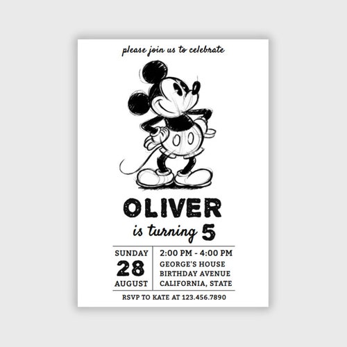 Disney Mickey Mouse Birthday Invitations Boy Birthday Party - Etsy