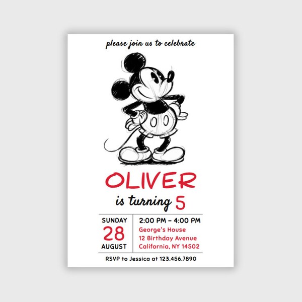 Mickey Mouse Invite - Etsy