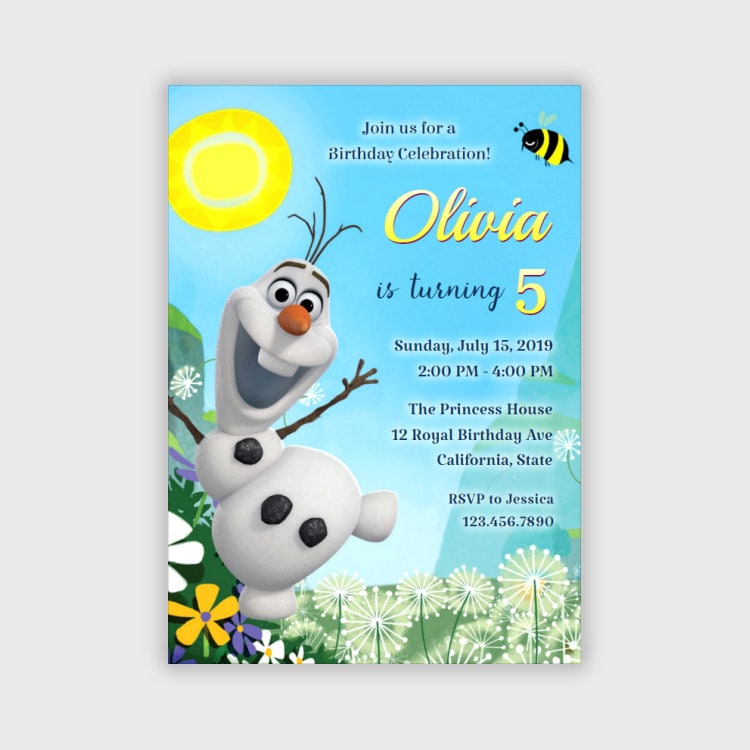 olaf birthday invitations frozen birthday party invites etsy canada