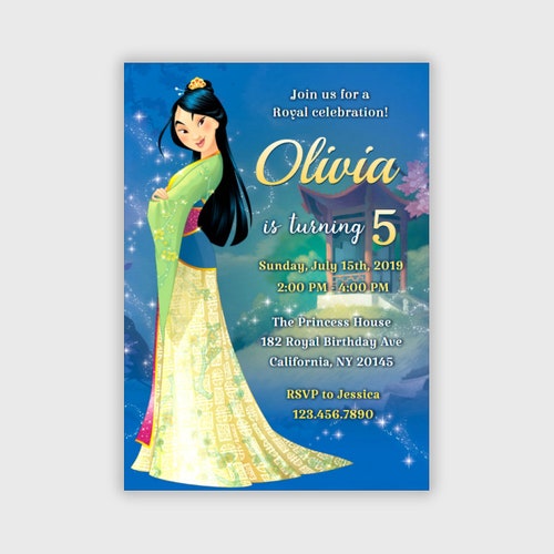Girl Birthday Printable Backdrop Personalized Mulan Birthday Decoration