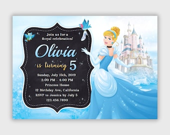 Personalised Princess Cinderella Birthday Party Invites inc envelopes C2
