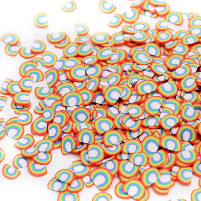 Rainbow Polymer Clay Confetti Sprinkle Topping Tiny Decoden Faux Miniature Fake Food 5mm 3g15g30g50g
