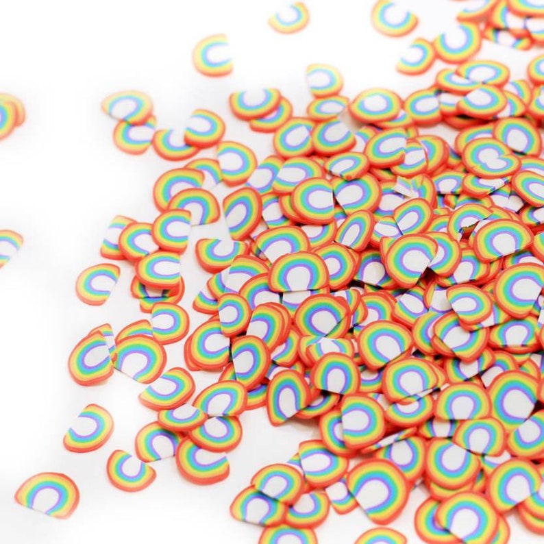 Rainbow Polymer Clay Confetti Sprinkle Topping Tiny Decoden Faux Miniature Fake Food 5mm 3g15g30g50g