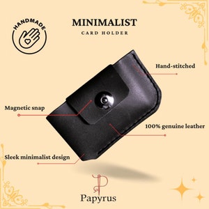 Porta carte da uomo minimalista in pelle realizzato a mano - Portafoglio sottile ed elegante - Porta carte in pelle fatto a mano artigianale - Elegante e funzionale