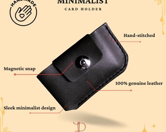 Handcrafted Minimalist Leather Card Holder for Men - Slim and Stylish Wallet - Artisan Handmade Leather Card Wallet - Sleek and Functional