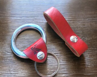 Papyrus Crafts Personalised Leather & Stainless Steel Keyring - Custom Initial Key Ring - Handmade Gift for Him or Her-Heavy Duty Key Holder