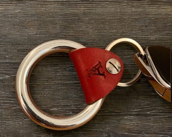 Personalised Leather & Stainless Steel Keyring - Custom Initial Key Ring - Handmade Gift for Him or Her - Heavy Duty Key Chain