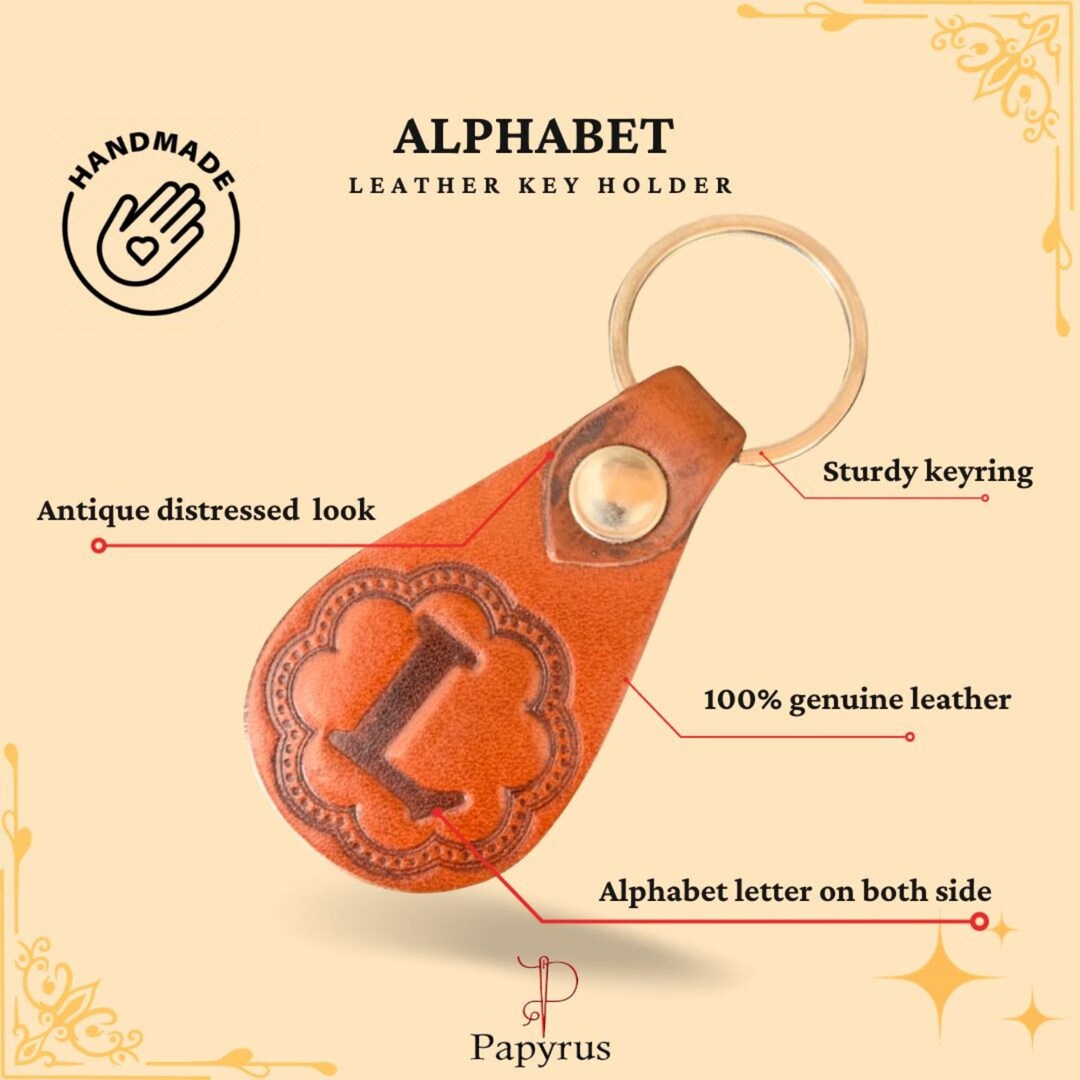 Personalized Handmade Leather Alphabet Letter Keyring Custom Etsy