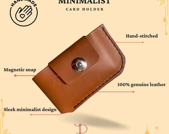 Handcrafted Minimalist Leather Card Holder for Men - Slim and Stylish Wallet - Artisan Handmade Leather Card Wallet - Sleek and Functional