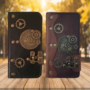 Personalisierte Steampunk inspirierte Retro-Stil iPhone Folio Portemonnaie Hülle für iPhone - Papyrus Crafts