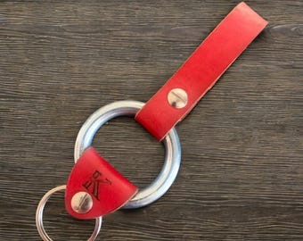 Papyrus Crafts Personalised Leather & Stainless Steel Keyring - Custom Initial Key Ring - Handmade Gift for Him or Her-Heavy Duty Key Holder