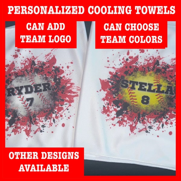 Personalized Sport Cooling Towel, Softball, Baseball, Team Colors, Custom, Team Logo