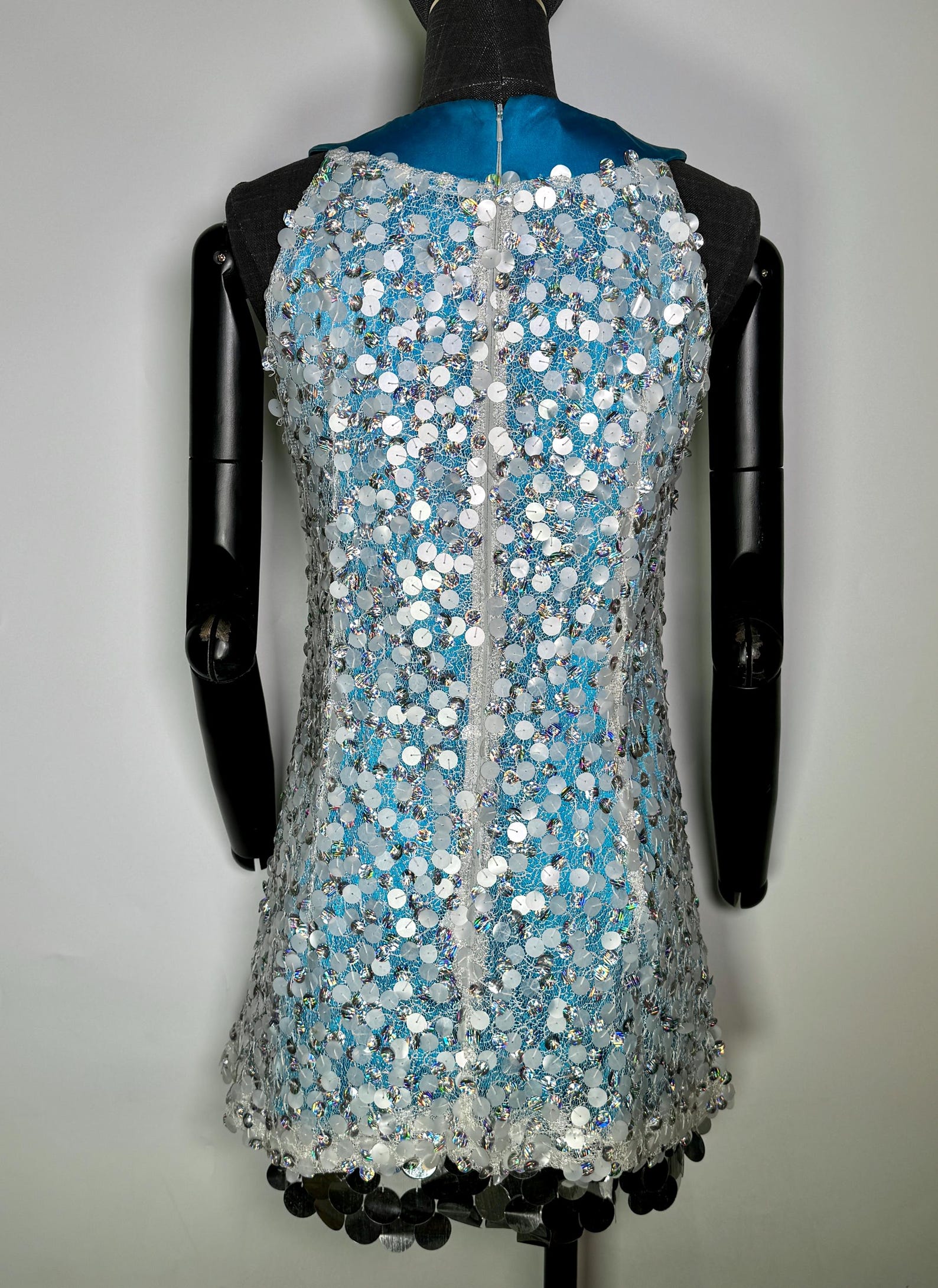 Sequined Embroidered Satin Dress