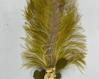 Vintage Style Feather and Flower Hair Comb