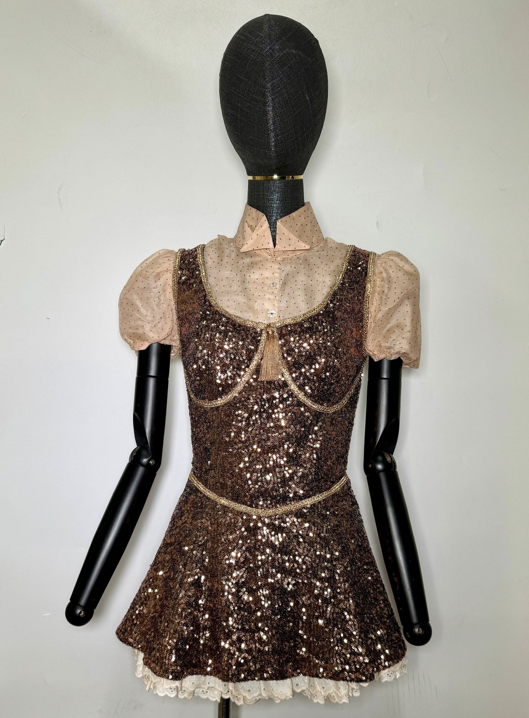 sequin showgirl dress Mint and Orange Sequin Showgirl Dress