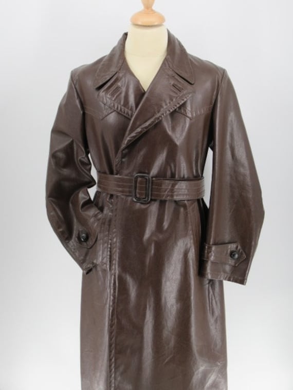 Mens vintage 1940's brown leather trenchcoat