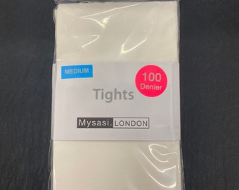 BRAND NEW - Mysasi Fashion Tights. 100 Denier. Size Extra Large . Colour: White