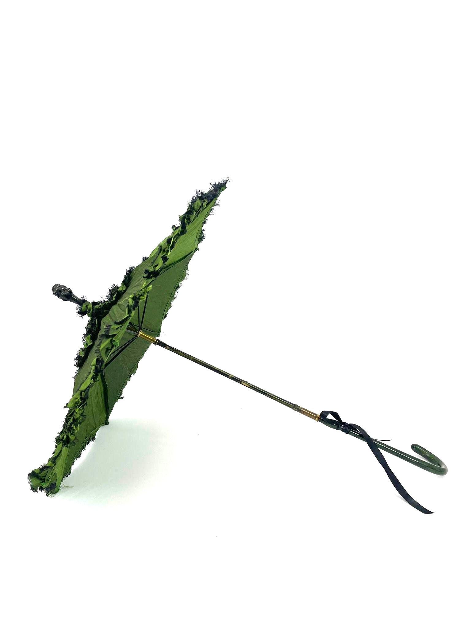 1900年代～1920年代のヴィンテージ エメラルドグリーンの傘