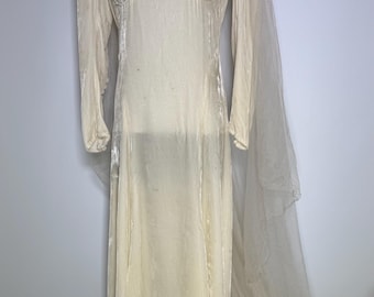 Vintage silk velvet wedding dress