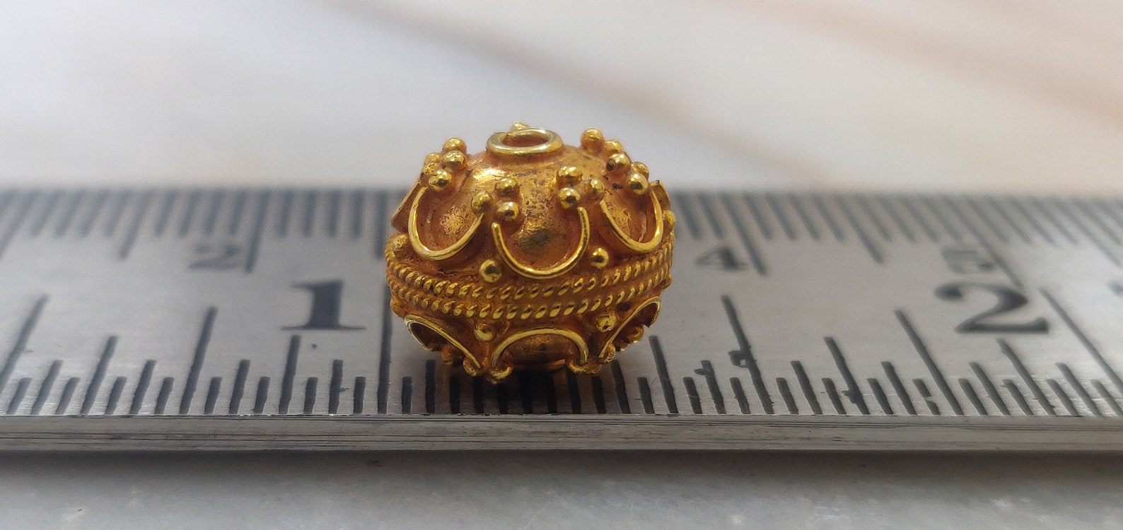 18k Solid Plain Gold Bead Etsy