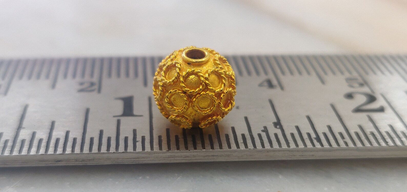 18k Solid Plain Gold Bead Etsy