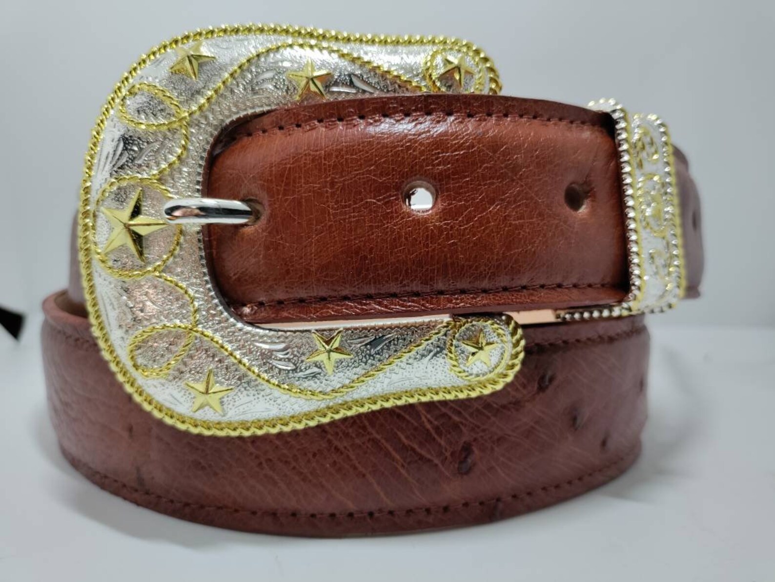 Hand made western genuine ostrich leather belt adjustable Etsy