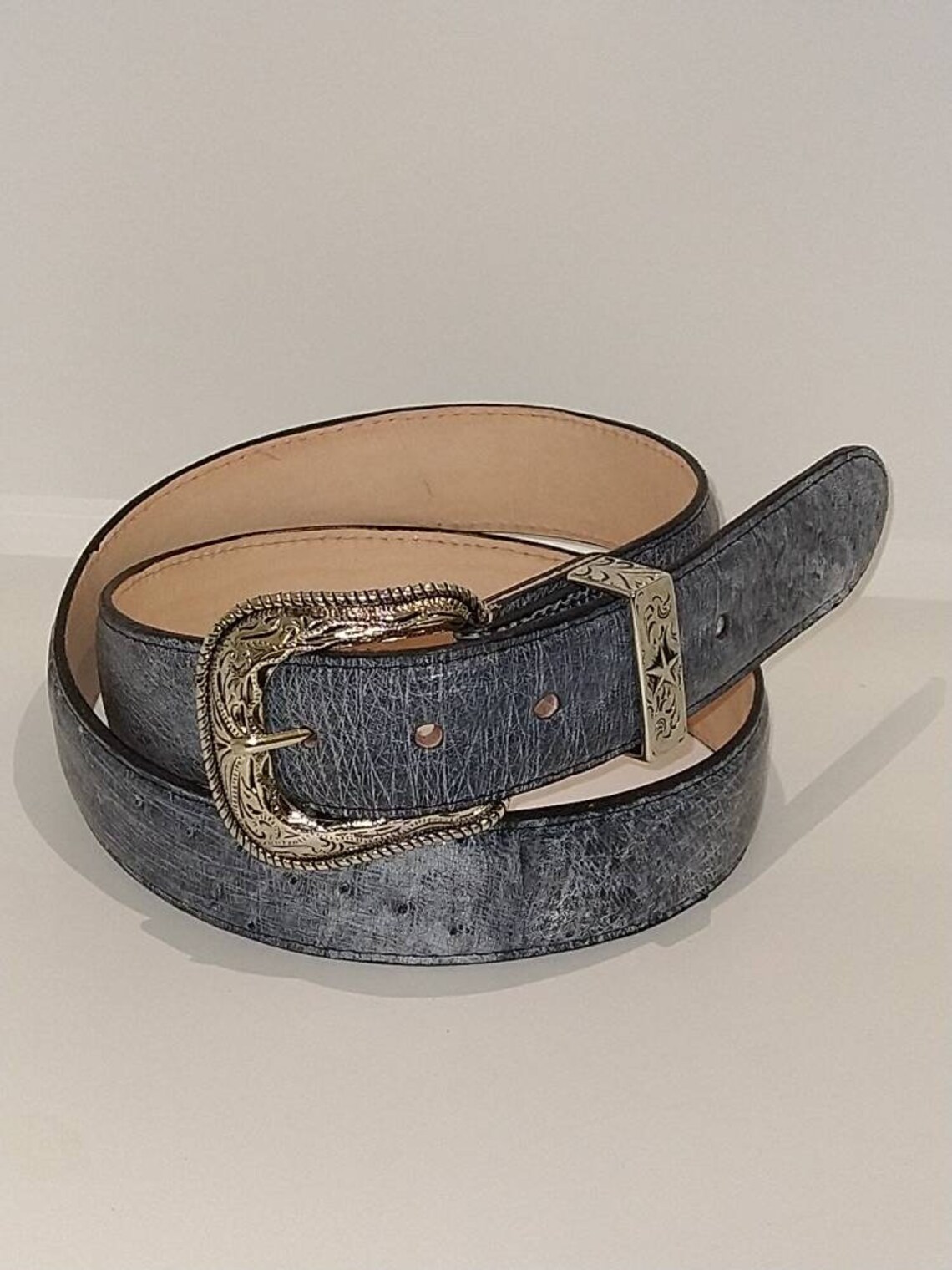 Hand made western genuine ostrich leather belt Rio grande Etsy