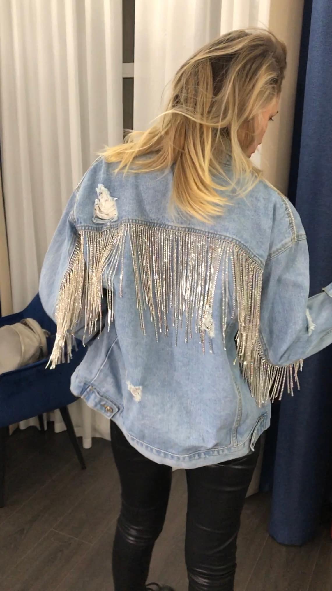 RHINESTONE JACKET Fringe Custom denim Party Jean Fashion | Etsy