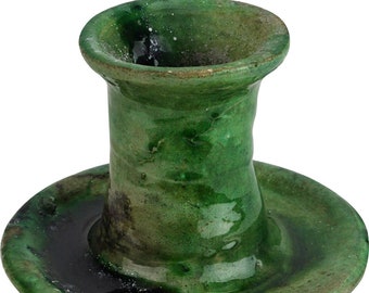 Standard  - Authentic Tamegroute Candlestick Candle Holder - Green -